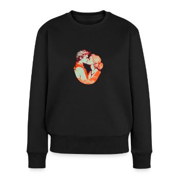 Cute couple kiss in color - Women's Premium Organic Jumper - black - Front - Julia (174cm)