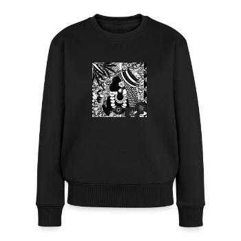 Tahitienne - planète Terre - Pull Premium bio Femme - noir - Devant - Julia (174cm)