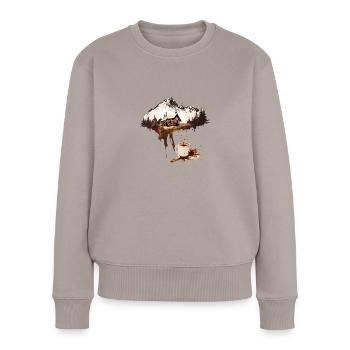 Coffee Splash - Women's Premium Organic Jumper - taupe - Front - Julia (174cm)