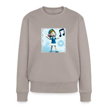LUSTIGE MUSIK 02 - Frauen Premium Bio Pullover - Taupe - Vorne - Julia (174cm)