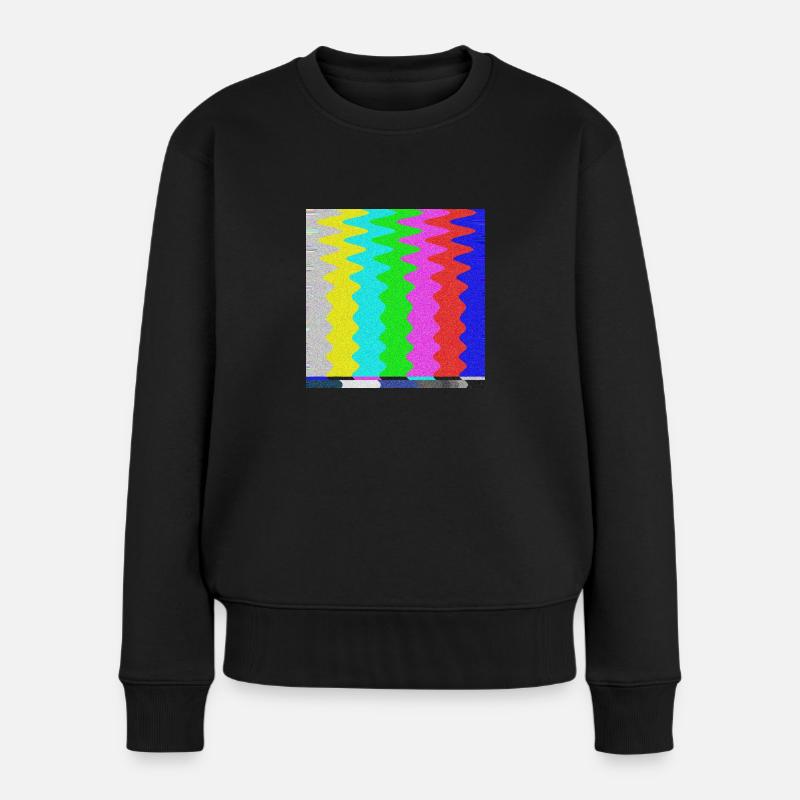 SMPTE-Farbbalken | TV-Farbtestbalken | Bleib dran - Frauen Premium Bio Pullover - Schwarz