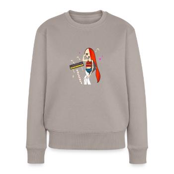 Fille de la musique - Pull Premium bio Femme - taupe - Devant - Julia (174cm)