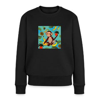 Fruchtrausch Affe - Frauen Premium Bio Pullover - Schwarz - Vorne - Julia (174cm)