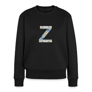 Lettre Z en mandala - Pull Premium bio Femme - noir - Devant - Julia (174cm)