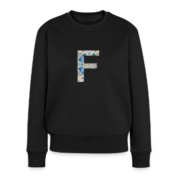 Lettre F en mandala - Pull Premium bio Femme - noir - Devant - Julia (174cm)