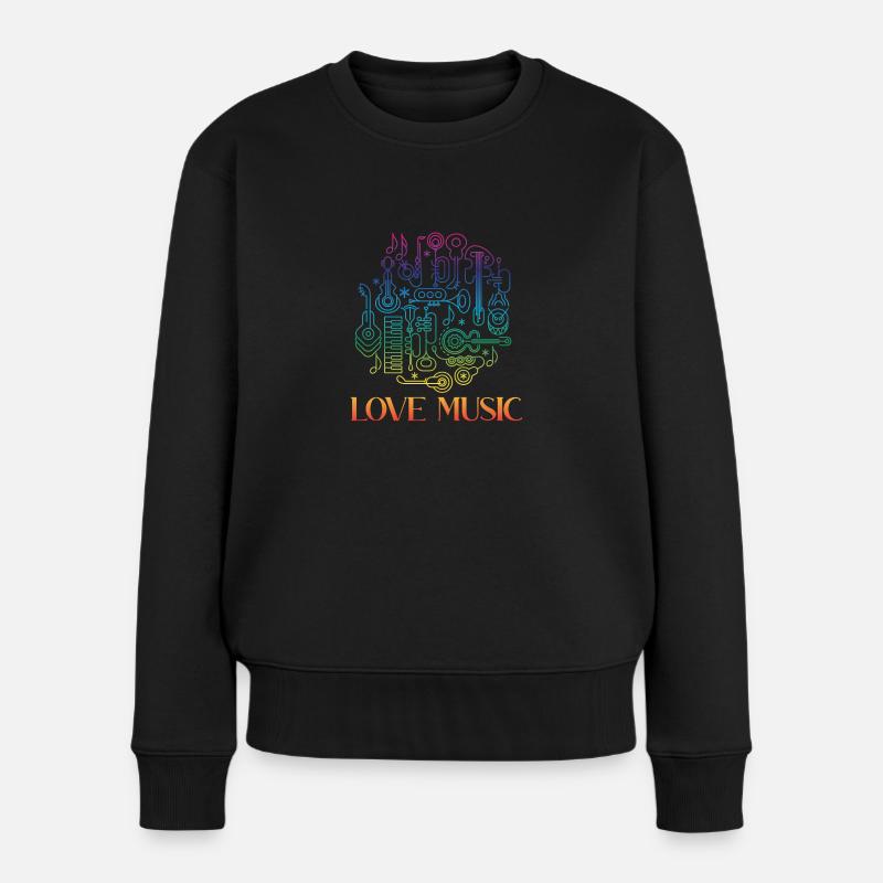 Love Music - Frauen Premium Bio Pullover - Schwarz