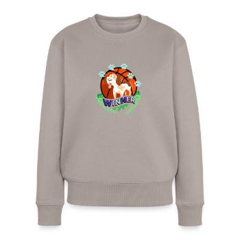 Lustiger Hund - Frauen Premium Bio Pullover - Taupe - Vorne - Julia (174cm)