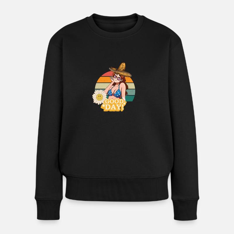 Femme avec des lunettes de soleil - Pull Premium bio Femme - noir