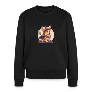 Corgi Magier - Frauen Premium Bio Pullover - Schwarz - Vorne - Julia (174cm)