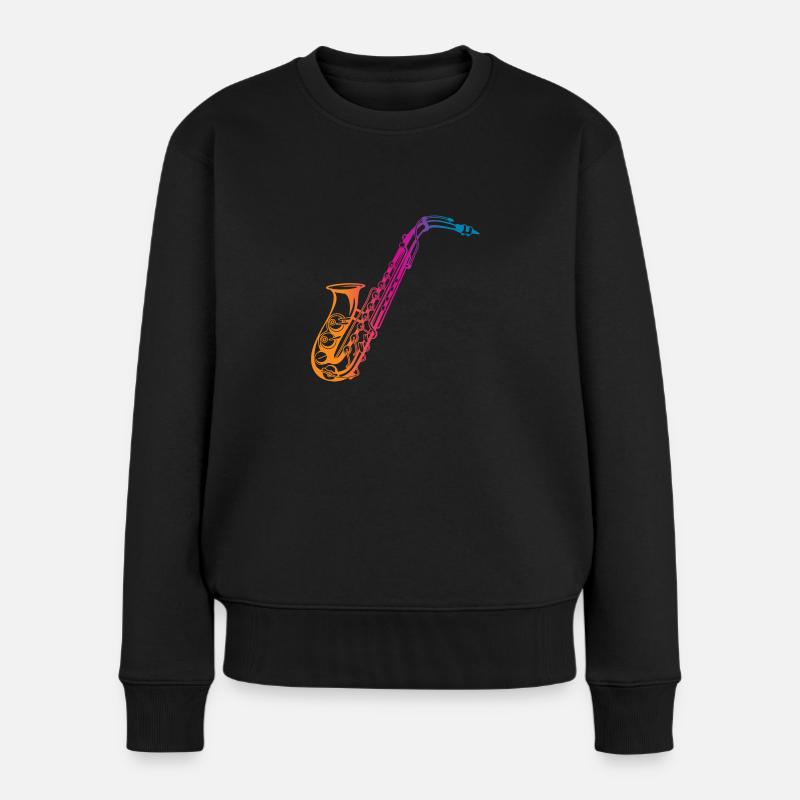 Saxofon Saxophonist Geschenk - Frauen Premium Bio Pullover - Schwarz