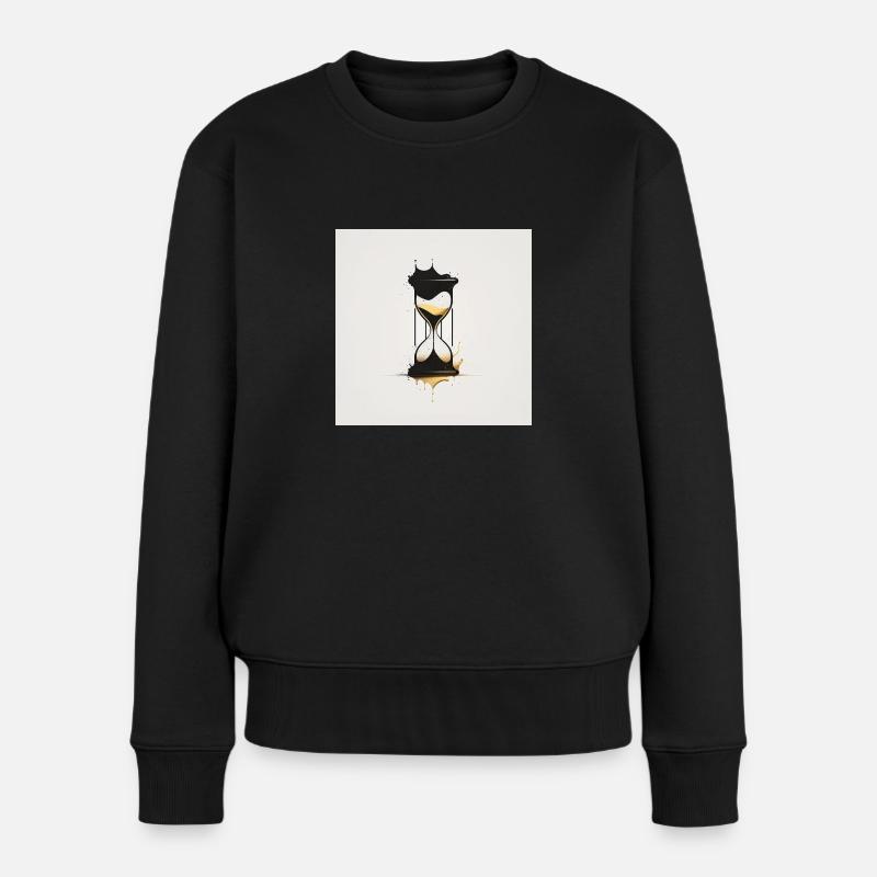 Sanduhr in Schwarz und Gold - Frauen Premium Bio Pullover - Schwarz