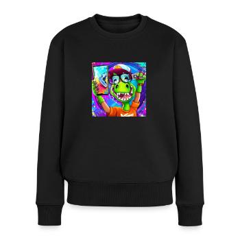 Cooler Dinosaurier macht Selfie V6 Geschenk - Frauen Premium Bio Pullover - Schwarz - Vorne - Julia (174cm)