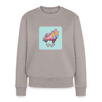 Rolling Flash - Women's Premium Organic Jumper - taupe - Front - Julia (174cm)