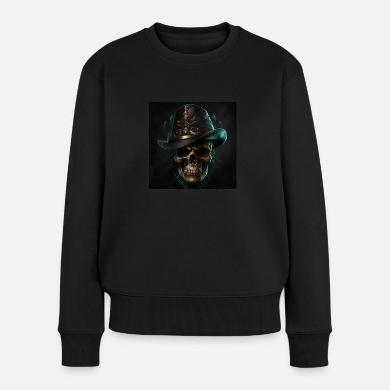 Crâne Noir Vintage - Pull Premium bio Femme - noir