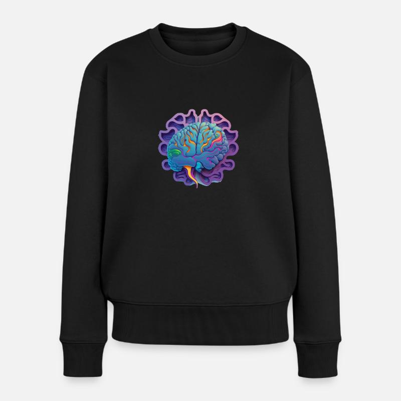 purple brain Geschenk - Frauen Premium Bio Pullover - Schwarz