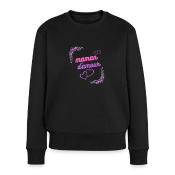 Maman d amour - Pull Premium bio Femme - noir - Devant - Julia (174cm)