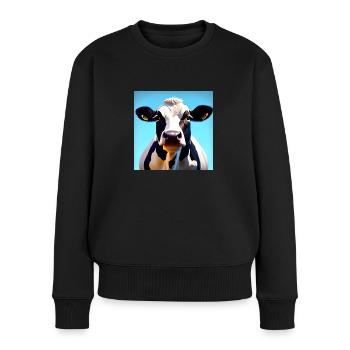 Vache noire et blanche - Pull Premium bio Femme - noir - Devant - Julia (174cm)