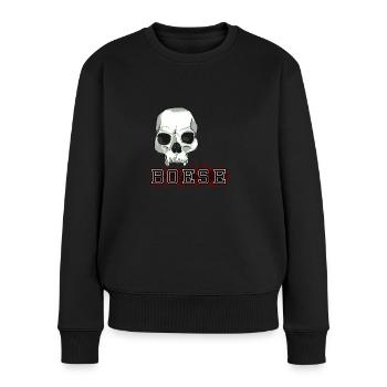 Skull - Frauen Premium Bio Pullover - Schwarz - Vorne - Julia (174cm)