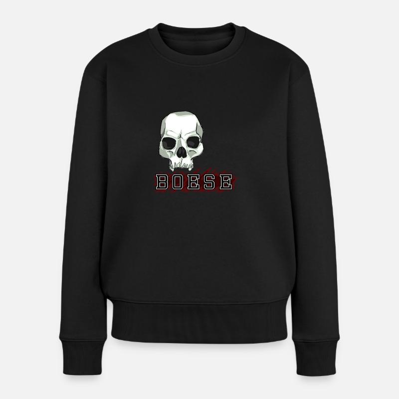 Skull - Frauen Premium Bio Pullover - Schwarz