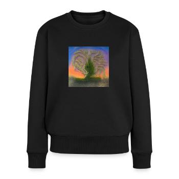 Alter Baum an einem sonnigen Tag - Frauen Premium Bio Pullover - Schwarz - Vorne - Julia (174cm)