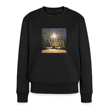 Baum steht in der Sonne - Frauen Premium Bio Pullover - Schwarz - Vorne - Julia (174cm)