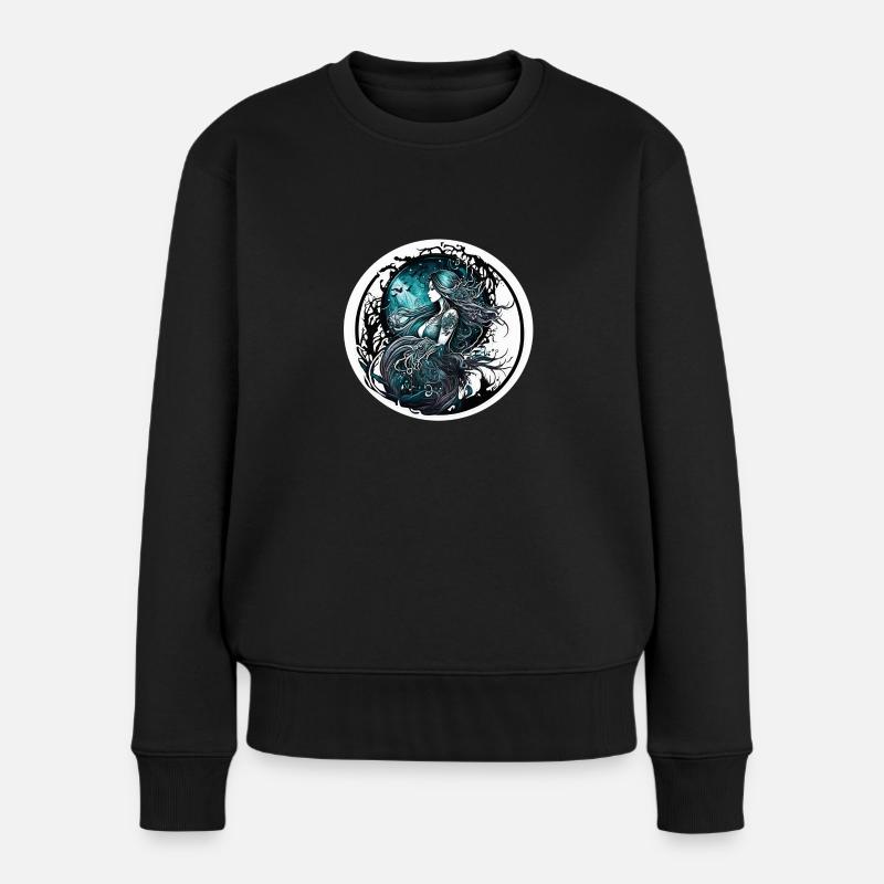 Weibliche Priesterin - Frauen Premium Bio Pullover - Schwarz