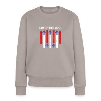 DAD OF THE YEAR - Amerika Style - Frauen Premium Bio Pullover - Taupe - Vorne - Julia (174cm)