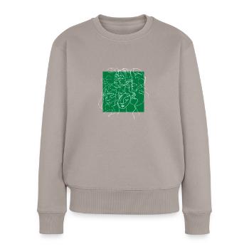 Gesichtslinie Grün - Frauen Premium Bio Pullover - Taupe - Vorne - Julia (174cm)
