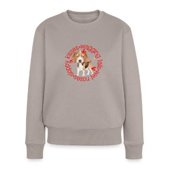 Cute Beagle, sloppy kisses - Women's Premium Organic Jumper - taupe - Front - Julia (174cm)