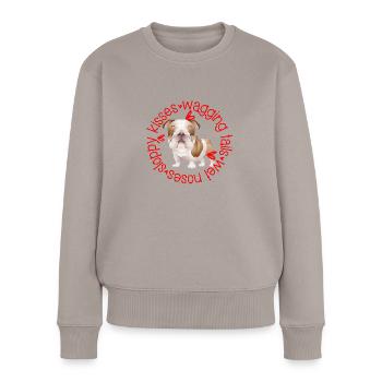 Cute Bulldog, sloppy kisses - Women's Premium Organic Jumper - taupe - Front - Julia (174cm)