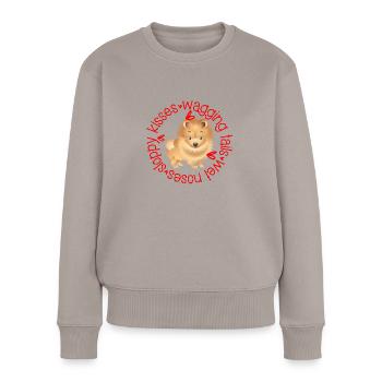 Cute Pomeranian, sloppy kisses - Women's Premium Organic Jumper - taupe - Front - Julia (174cm)