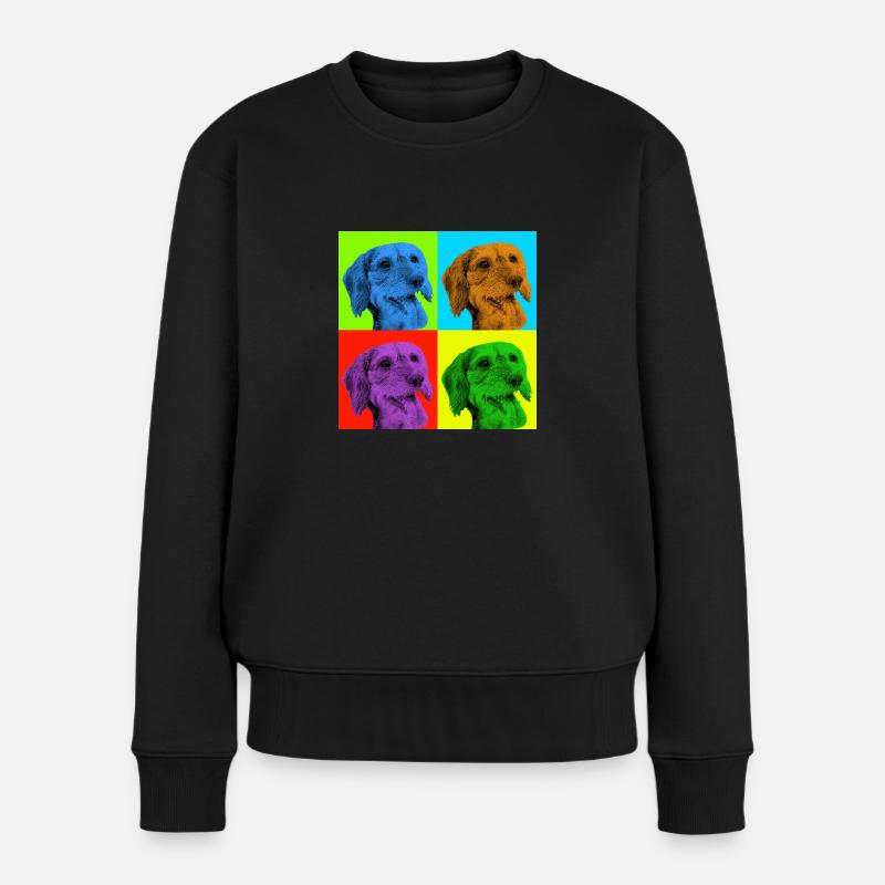 Dackel x 4 - Frauen Premium Bio Pullover - Schwarz