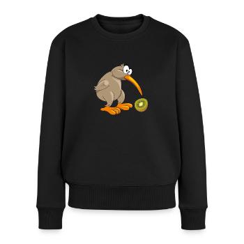 Lustiger Kiwi-Vogel - Frauen Premium Bio Pullover - Schwarz - Vorne - Julia (174cm)