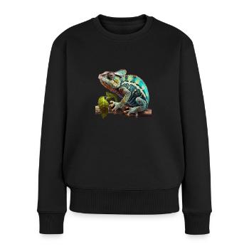 Chameleon on branch - Women's Premium Organic Jumper - black - Front - Julia (174cm)