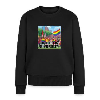 United in Diversity - Frauen Premium Bio Pullover - Schwarz - Vorne - Julia (174cm)