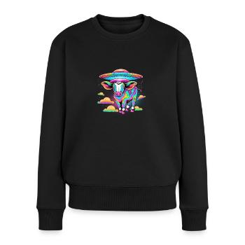 Alien Psychodelic Cow - Women's Premium Organic Jumper - black - Front - Julia (174cm)