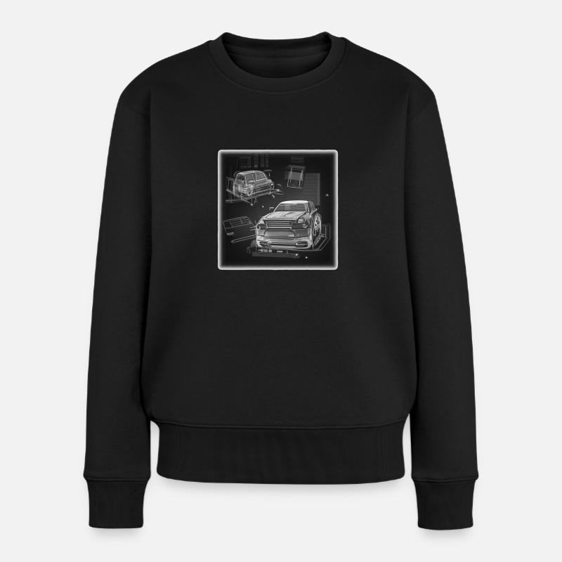Technical car drawing in geometry style - Women's Premium Organic Jumper - black