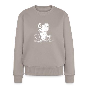 Frosch Amphibie Kröte - Frauen Premium Bio Pullover - Taupe - Vorne - Julia (174cm)