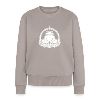 Frosch Amphibie Kröte - Frauen Premium Bio Pullover - Taupe - Vorne - Julia (174cm)