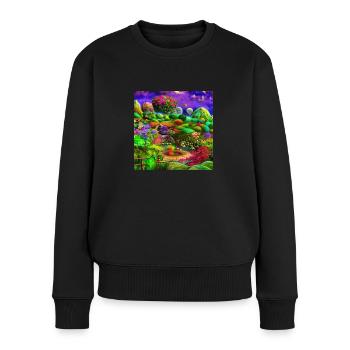 Surreal Garten - Frauen Premium Bio Pullover - Schwarz - Vorne - Julia (174cm)