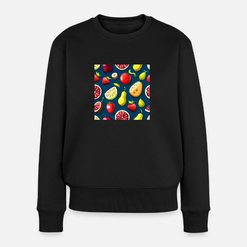 Frucht-Medley-Genuss-Muster - Frauen Premium Bio Pullover - Schwarz