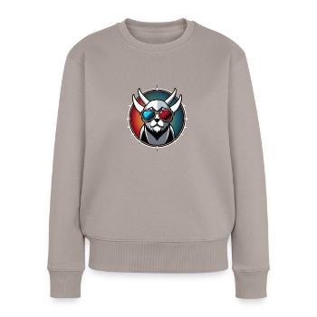 Round and cute cat head - Women's Premium Organic Jumper - taupe - Front - Julia (174cm)