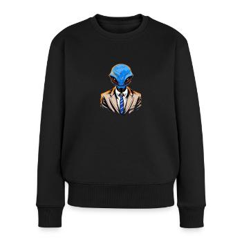 Cosmic Chic - Frauen Premium Bio Pullover - Schwarz - Vorne - Julia (174cm)