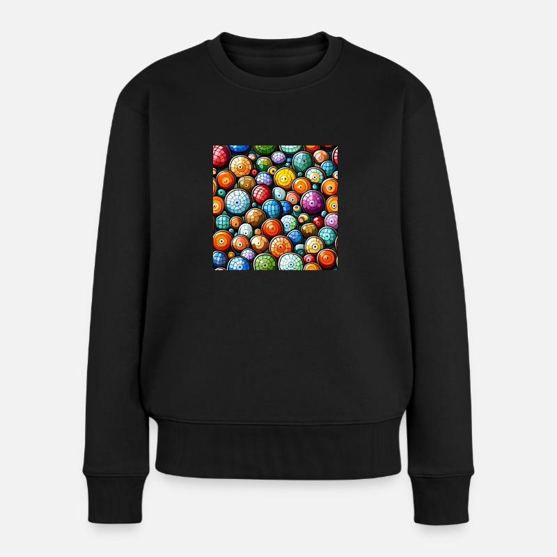 Murakami-Mosaik-Muster - Frauen Premium Bio Pullover - Schwarz