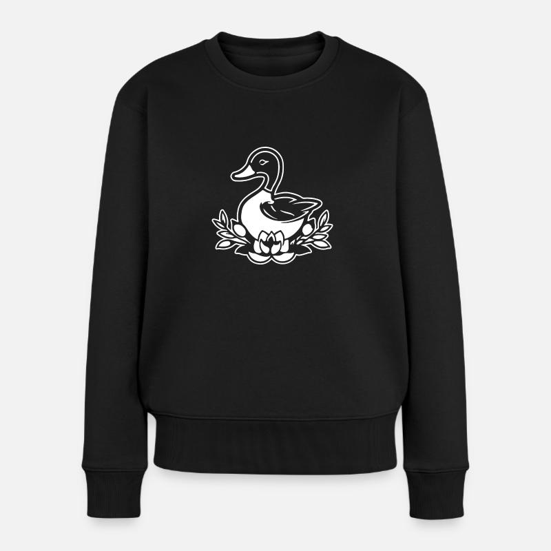 Ente Vögel Enten - Frauen Premium Bio Pullover - Schwarz