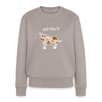 Vache de mauvaise humeur (Blanc) - Pull Premium bio Femme - taupe - Devant - Julia (174cm)