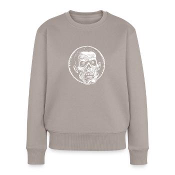 Zombie Untoter Halloween Horror - Frauen Premium Bio Pullover - Taupe - Vorne - Julia (174cm)