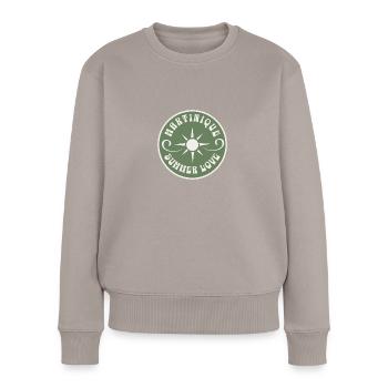 Martinique Karibik Sommer Liebe Sonnenuntergang - Frauen Premium Bio Pullover - Taupe - Vorne - Julia (174cm)