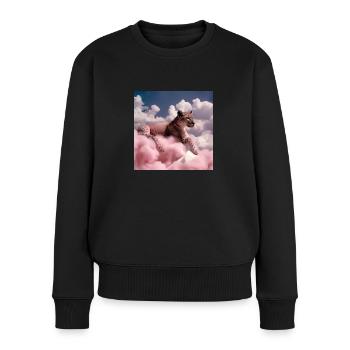 pink lion - Frauen Premium Bio Pullover - Schwarz - Vorne - Julia (174cm)