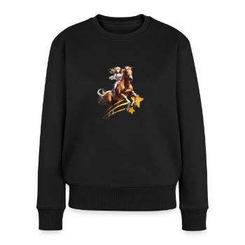 Showjumping über eine Sternschnuppe - Frauen Premium Bio Pullover - Schwarz - Vorne - Julia (174cm)